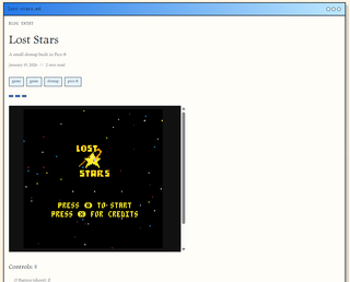 Game pages have also seen some love! A screenshot of the Lost Stars page.
