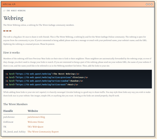 Now even ringier! A screenshot of The Worst Webring's page